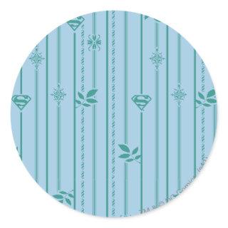 Supergirl Leaf Pattern Blue Classic Round Sticker
