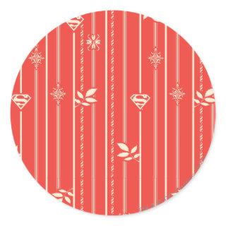 Supergirl Leaf Pattern Red Classic Round Sticker