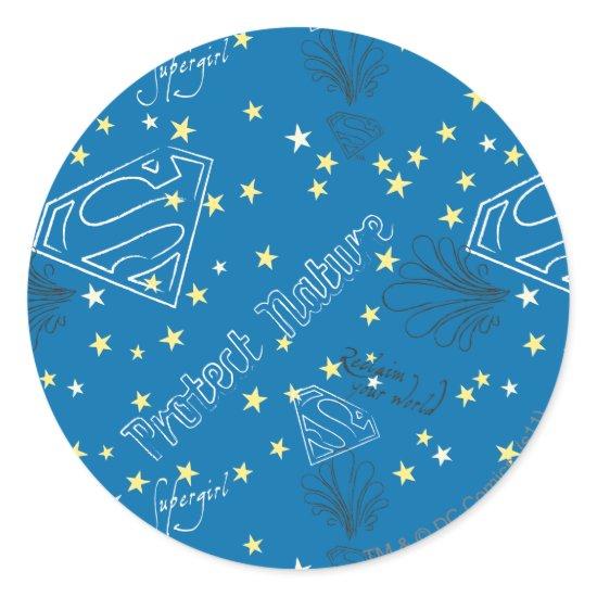 Supergirl Protect Nature Pattern Classic Round Sticker