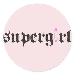 Supergirl Safety Pin Letter Classic Round Sticker