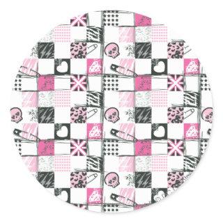 Supergirl Skulls and Pins Pattern Classic Round Sticker