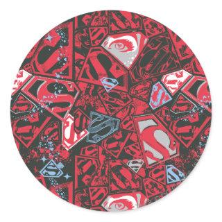 Supergirl Stary Red Pattern Classic Round Sticker