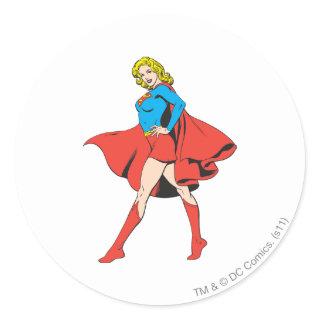 Supergirl Strikes a Pose Classic Round Sticker