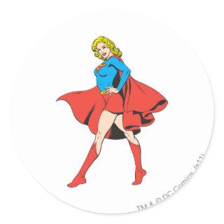 Supergirl Strikes a Pose Classic Round Sticker