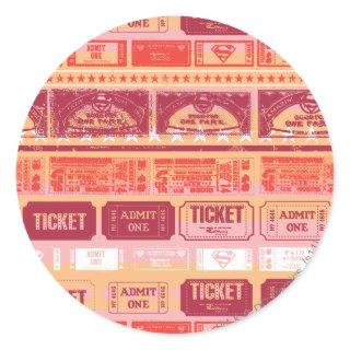 Supergirl Ticket Pattern Orange Classic Round Sticker