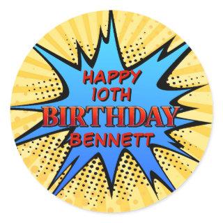 Superhero Birthday Classic Round Sticker