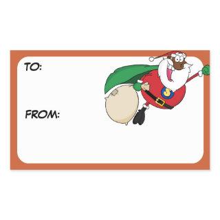 Superhero Black Santa Gift Tag Sticker