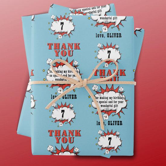 Superhero Comic Speech Bubble Birthday Thank you  Sheets