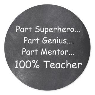 Superhero Genius Mentor Teacher Gift Idea Classic Round Sticker