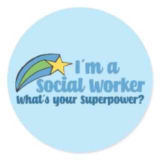 Superhero Social Worker Classic Round Sticker