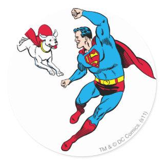 Superman and Krypto 2 Classic Round Sticker