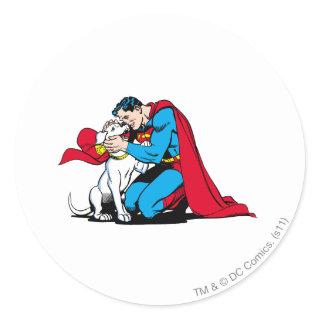 Superman and Krypto Classic Round Sticker
