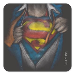 Superman | Chest Reveal Sketch Colorized Square Sticker