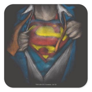 Superman | Chest Reveal Sketch Colorized Square Sticker