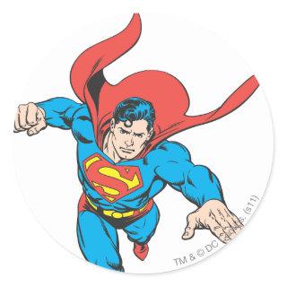 Superman Leaps Forward Classic Round Sticker