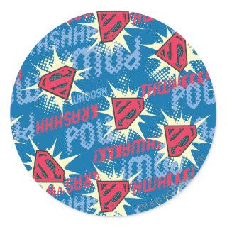 Superman Logo Pattern Classic Round Sticker