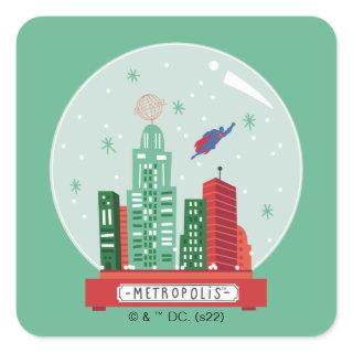 Superman Metropolis Snow Globe Graphic Square Sticker