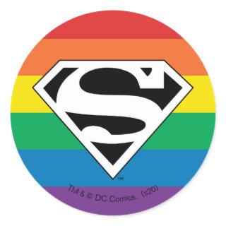 Superman Rainbow Logo Classic Round Sticker