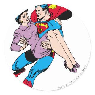 Superman rescues Louis Classic Round Sticker