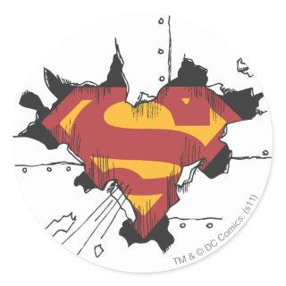 Superman S-Shield | Broken Metal Logo Classic Round Sticker