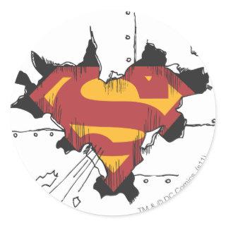 Superman S-Shield | Broken Metal Logo Classic Round Sticker