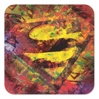 Superman S-Shield | Grunge Logo Square Sticker