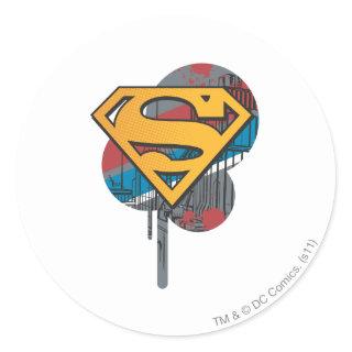 Superman S-Shield | Orange with Paint Classic Round Sticker