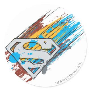 Superman S-Shield | Paint Streaks Logo Classic Round Sticker