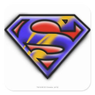 Superman S-Shield | Purple Airbrush Logo Square Sticker