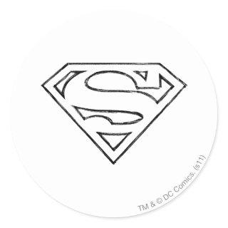 Superman S-Shield | Simple Black Outline Logo Classic Round Sticker