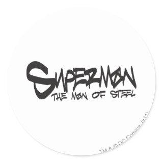 Superman Stylized | Black Letters Graffiti Logo Classic Round Sticker