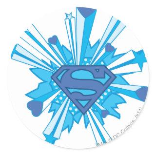 Superman Stylized | Blue Shield Hearts Logo Classic Round Sticker
