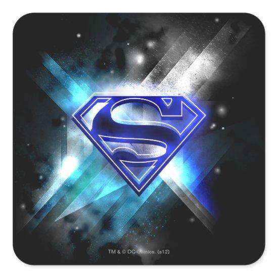 Superman Stylized | Blue White Crystal Logo Square Sticker