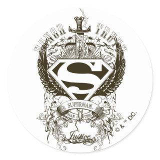 Superman Stylized | Honor, Truth on White Logo Classic Round Sticker
