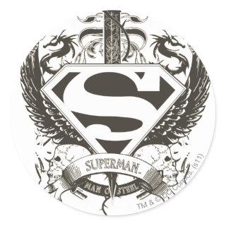 Superman Stylized | Honor, Truth on White Logo Classic Round Sticker