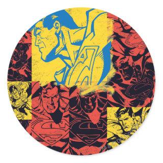 Superman Yellow and Red Classic Round Sticker
