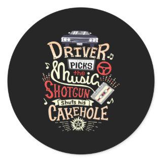 Supernatural Driver Picks The Music Classic Round Sticker