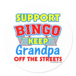 Support Bingo Grandpa Classic Round Sticker