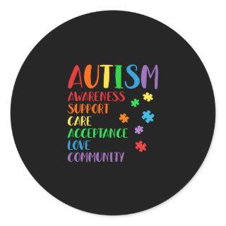 Support Care Acceptance Ally Autism Awareness Classic Round Sticker