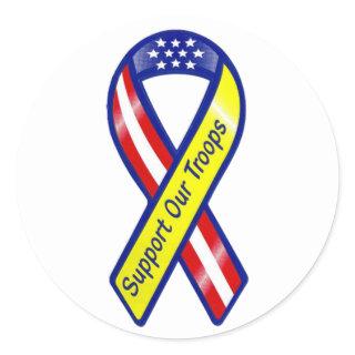 Support Our Troops Ribbon Classic Round Sticker