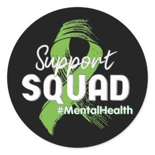Support Squad Mental Health Awareness Lime Green R Classic Round Sticker