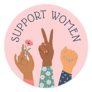 "Support Women" Feminist Classic Round Sticker