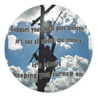 Support your Lineman Classic Round Sticker