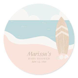 Surfboard Beach  Classic Round Sticker