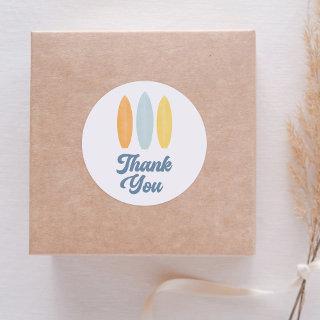 Surfboard Birthday Party Thank You Classic Round Sticker