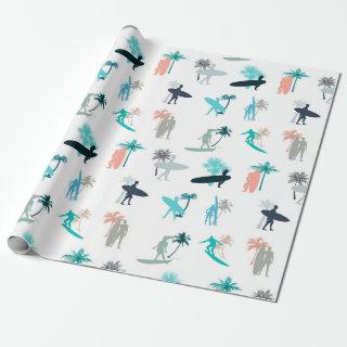 Surfers and Palm Trees Pattern