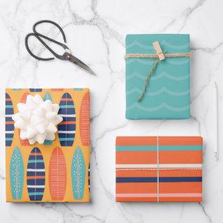 Surfing birthday orange and turquoise surf boards  sheets
