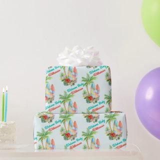 Surfing tropical baby on board baby shower welcome
