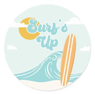 Surf's Up Beach Birthday Classic Round Sticker