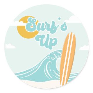 Surf's Up Beach Birthday Classic Round Sticker